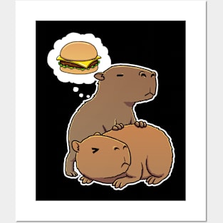 Capybara hungry for Cheeseburgers Posters and Art